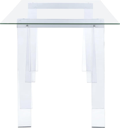 ✨ Clear Modern Writing Desk 🖥️ Minimalist Glass Top Office Table For Stylish Home Workspaces