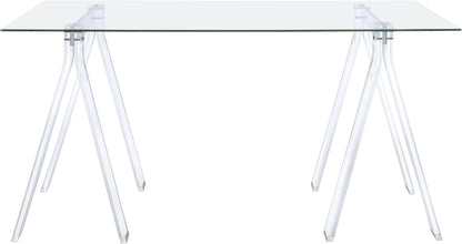 ✨ Clear Modern Writing Desk 🖥️ Minimalist Glass Top Office Table For Stylish Home Workspaces