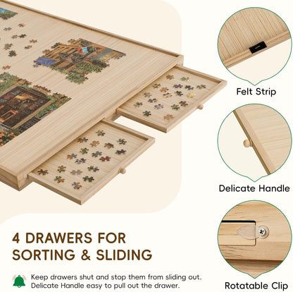 🧩 Cozy Puzzle Station Table ✨ Foldable Wooden Jigsaw Puzzle Board With Storage Drawers & Protective Cover