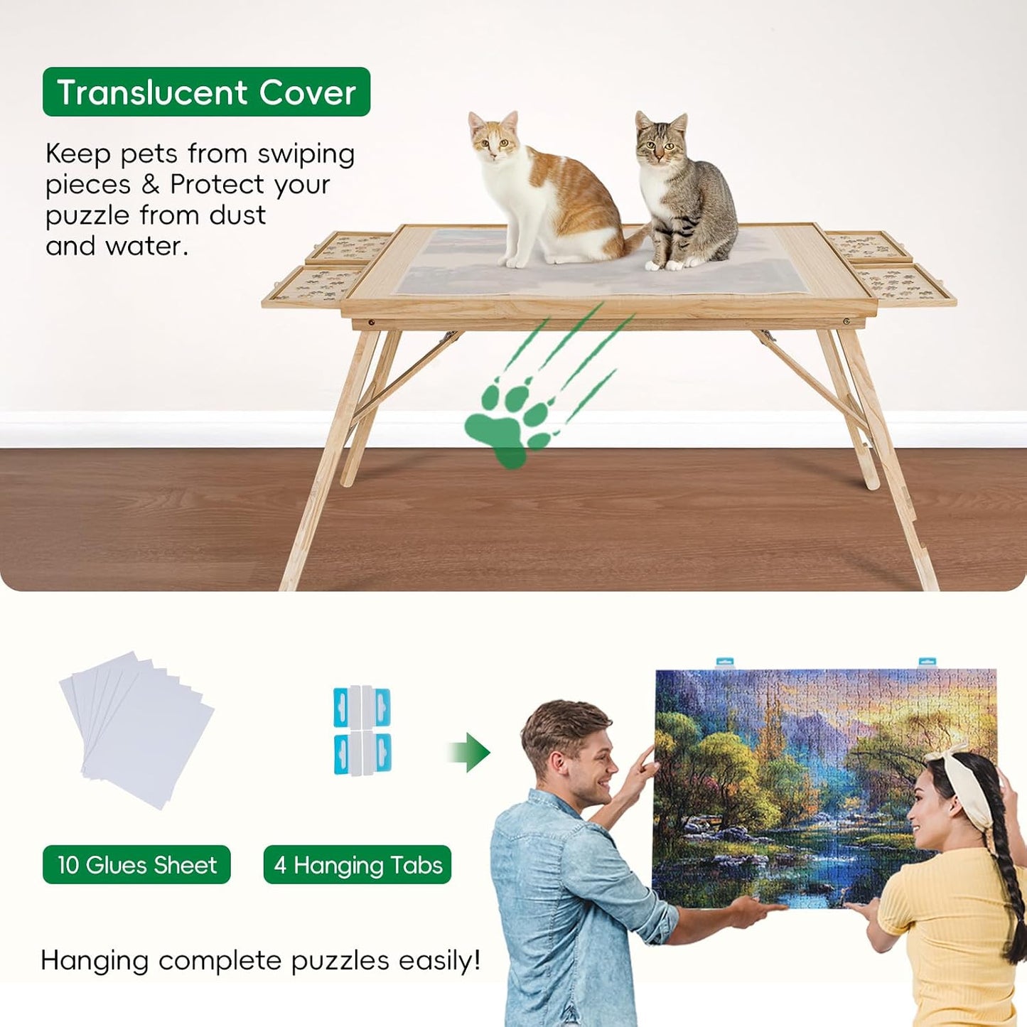 🧩 Cozy Puzzle Station Table ✨ Foldable Wooden Jigsaw Puzzle Board With Storage Drawers & Protective Cover