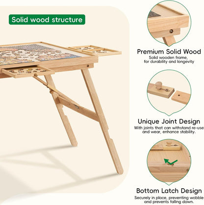 🧩 Cozy Puzzle Station Table ✨ Foldable Wooden Jigsaw Puzzle Board With Storage Drawers & Protective Cover