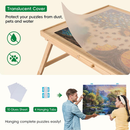 🧩 Cozy Puzzle Station Table ✨ Foldable Wooden Jigsaw Puzzle Board With Storage Drawers & Protective Cover