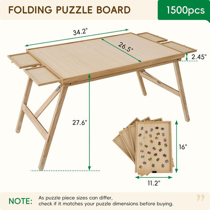 🧩 Cozy Puzzle Station Table ✨ Foldable Wooden Jigsaw Puzzle Board With Storage Drawers & Protective Cover