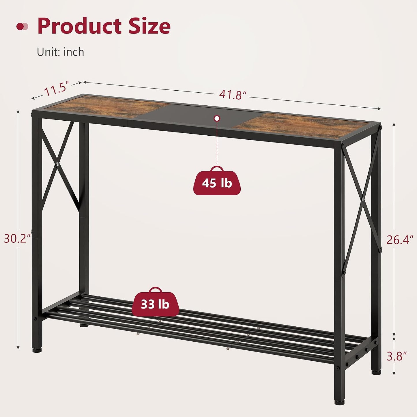 🏡 Rustic Industrial Console Table ✨ Stylish Entryway Storage Table For A Warm & Organized Home