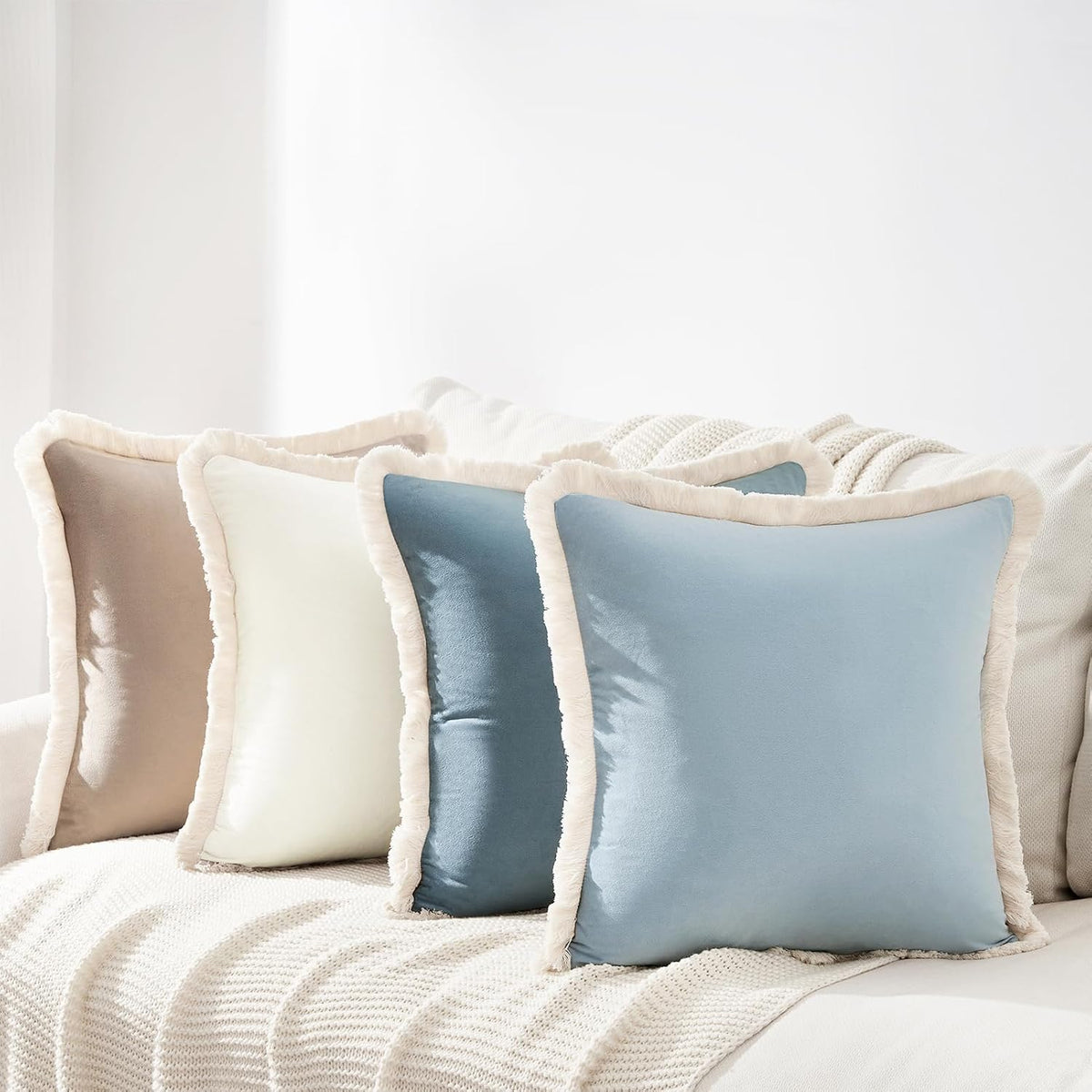 Set of 4 Soft Velvet Decorative Pillow Covers