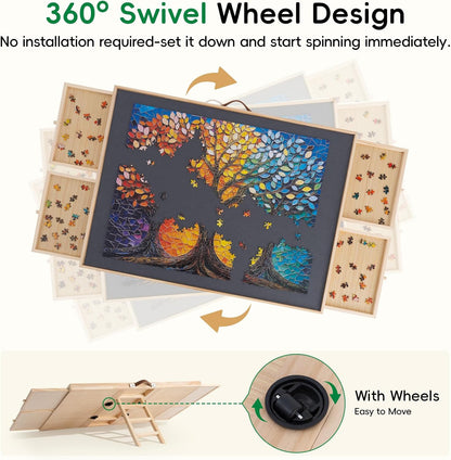 🧩 Ultimate Puzzle Table For Adults ✨ Rotating & Tilting Jigsaw Board With Storage Drawers