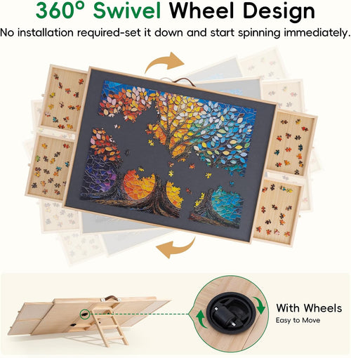 🧩 Ultimate Puzzle Table For Adults ✨ Rotating & Tilting Jigsaw Board With Storage Drawers