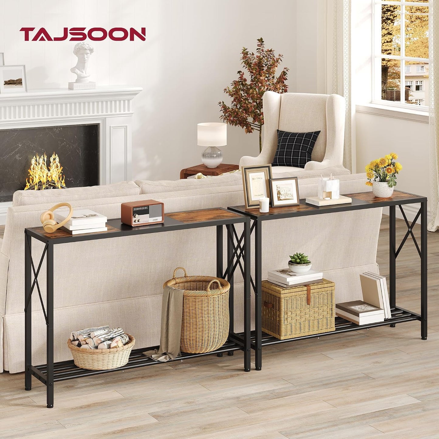 🏡 Rustic Industrial Console Table ✨ Stylish Entryway Storage Table For A Warm & Organized Home
