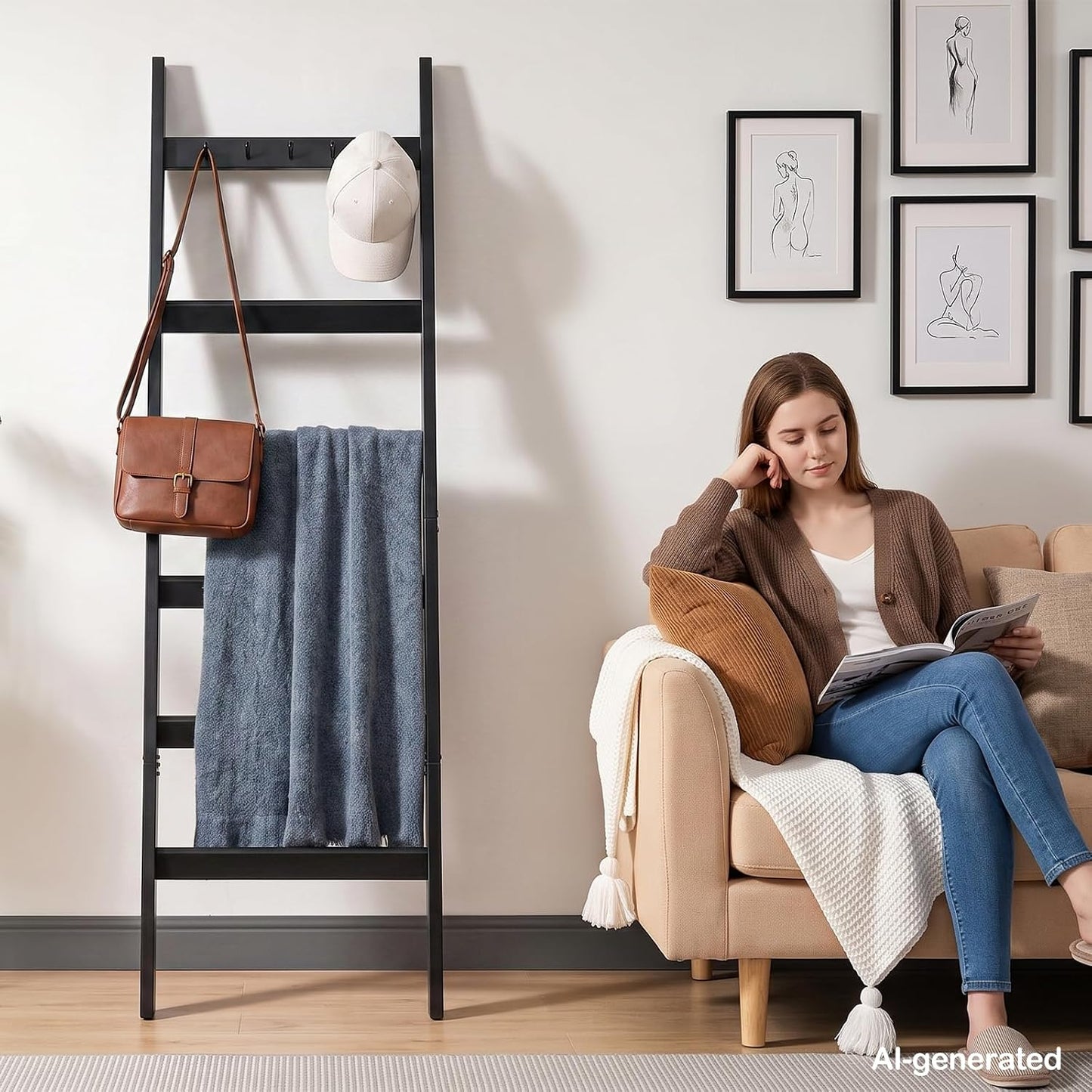 🪵 CozyLadder™ Farmhouse Blanket Ladder – Rustic Decorative Throw Blanket Rack For A Warm & Stylish Home ✨