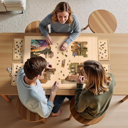 🧩 Cozy Puzzle Station Table ✨ Foldable Wooden Jigsaw Puzzle Board With Storage Drawers & Protective Cover