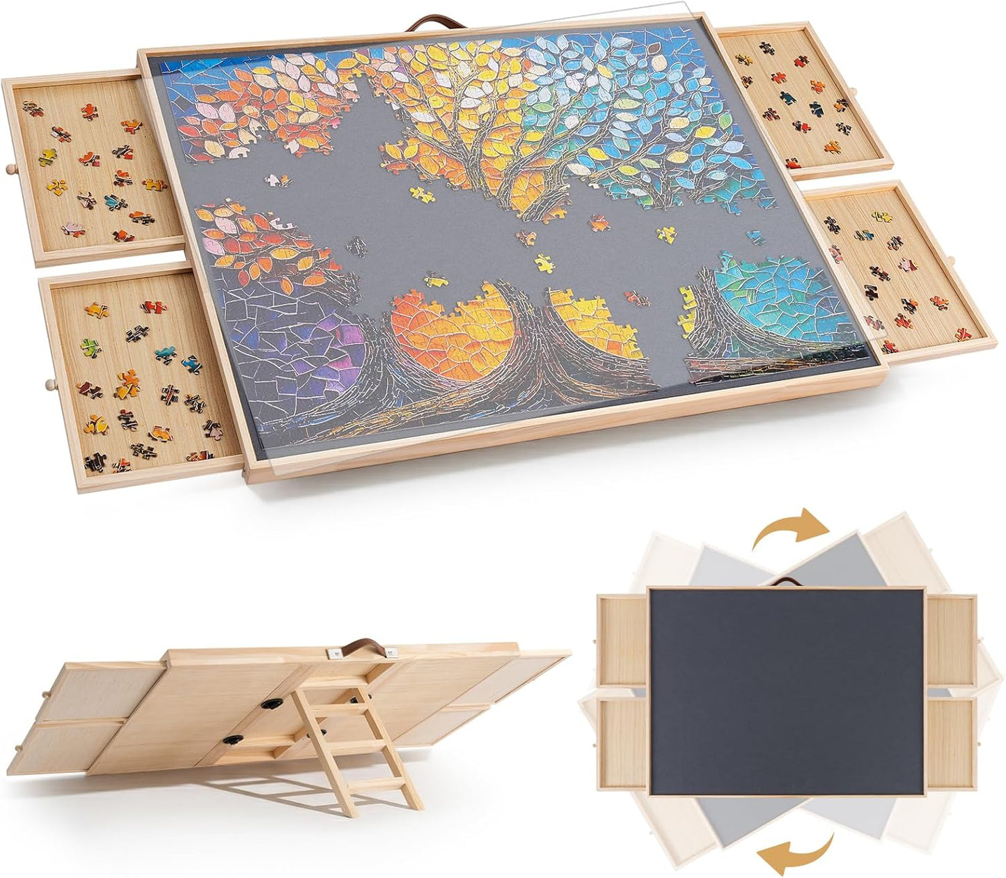 🧩 Ultimate Puzzle Table For Adults ✨ Rotating & Tilting Jigsaw Board With Storage Drawers