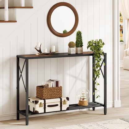 🏡 Rustic Industrial Console Table ✨ Stylish Entryway Storage Table For A Warm & Organized Home