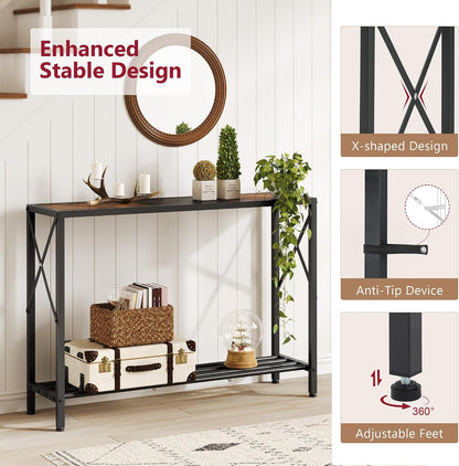 🏡 Rustic Industrial Console Table ✨ Stylish Entryway Storage Table For A Warm & Organized Home